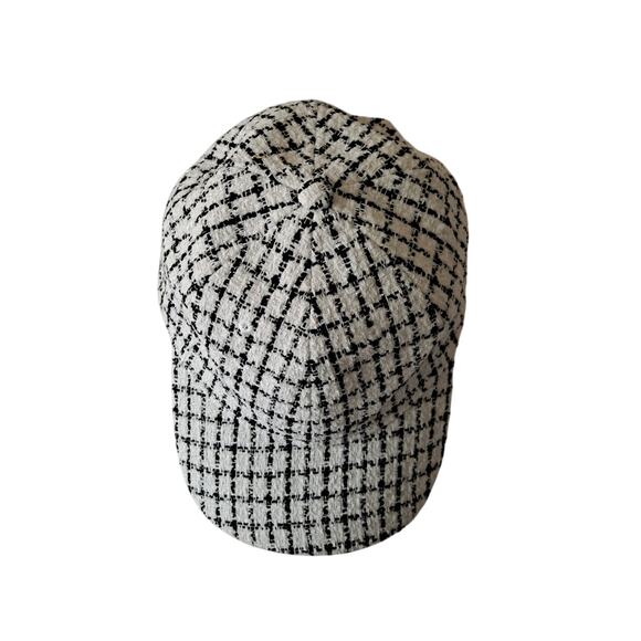 NWT J. Crew Tweed Plaid Baseball Cap Adjustable Hat Black White Women\'s One Size main image 4